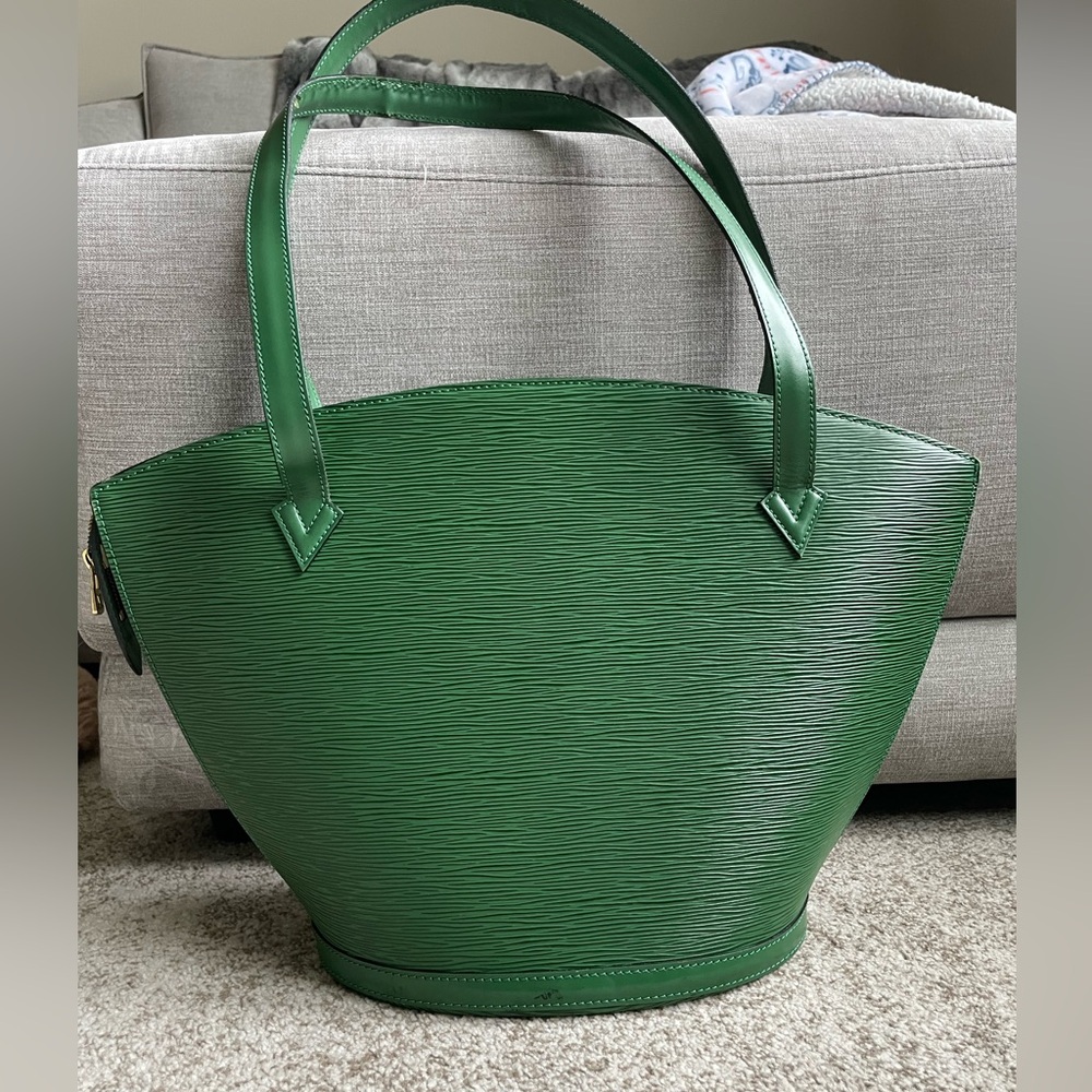VINTAGE LOUIS VUITTON st jacques green epi leather tote